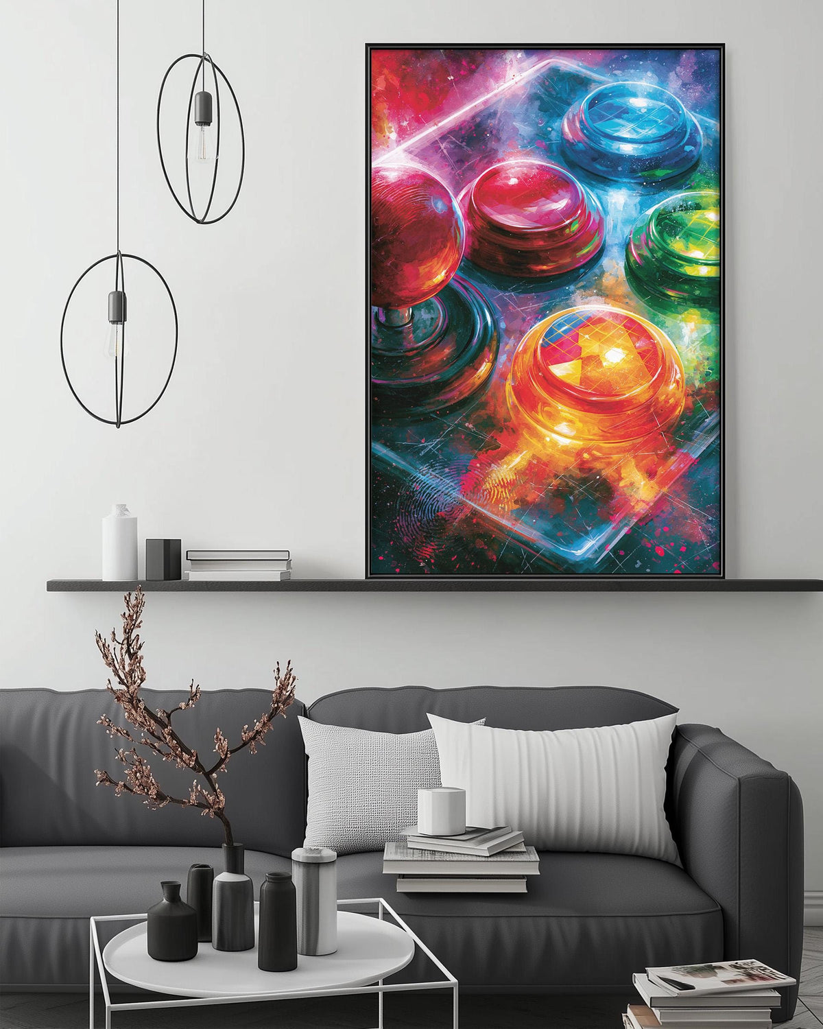 Retro Arcade Artwork, Neon Gaming Poster, Vaporwave Machine Print