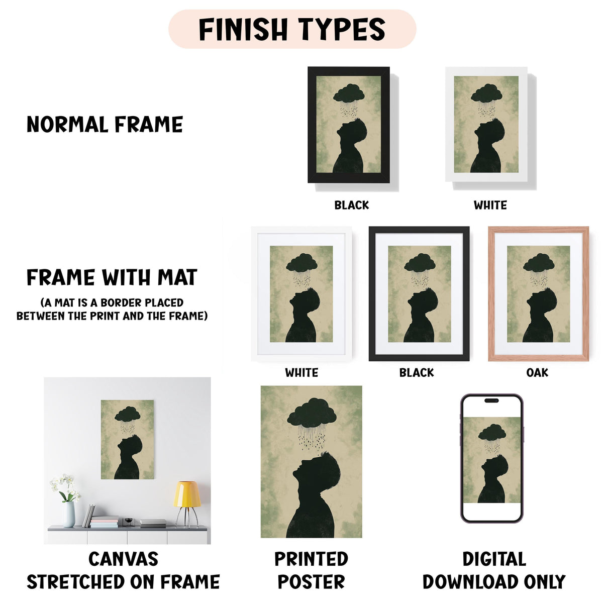 a poster of a silhouette of a woman with a hat