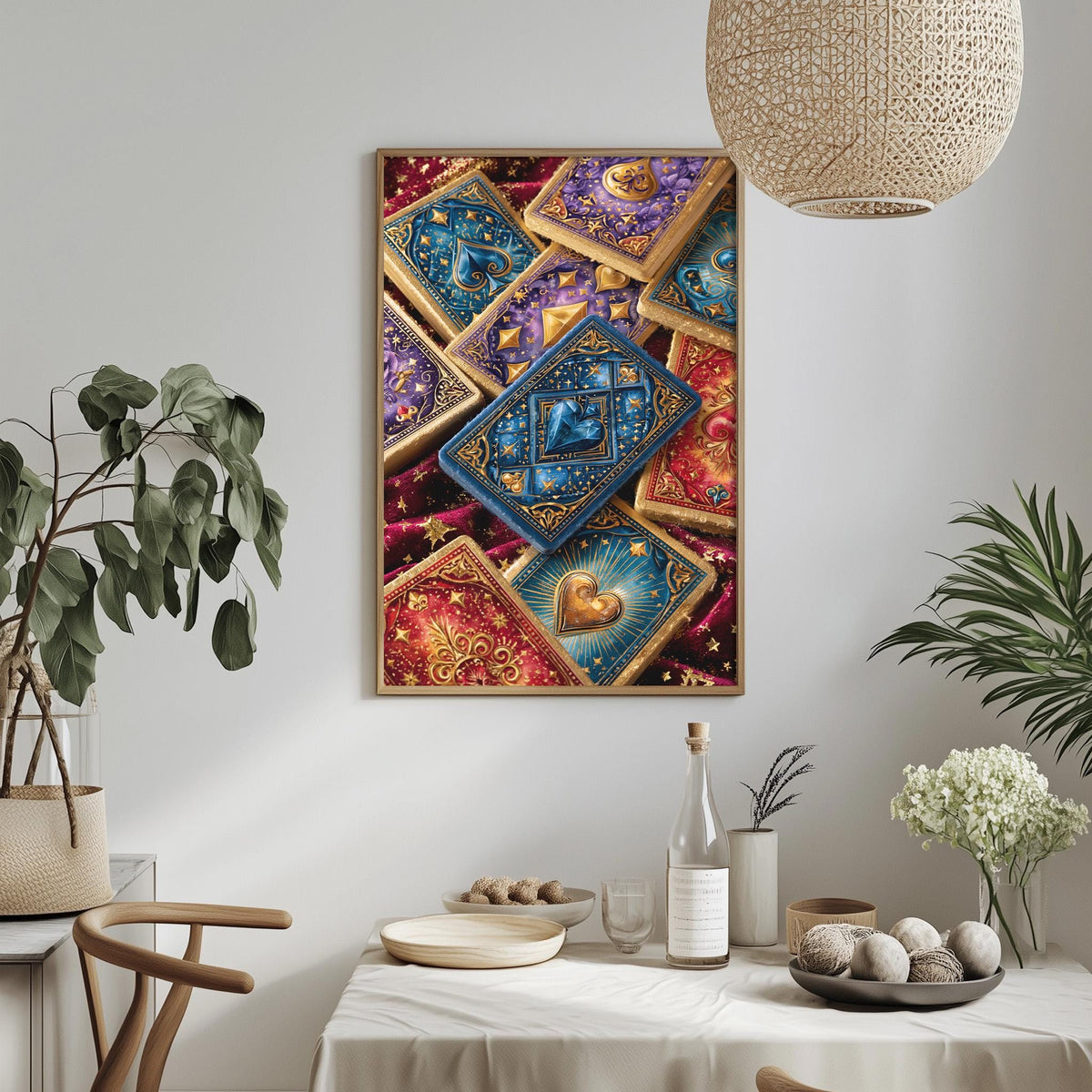 Mystical Tarot Card Wall Art, Vintage Celestial Occult Poster, Dark Academia Witchy Decor