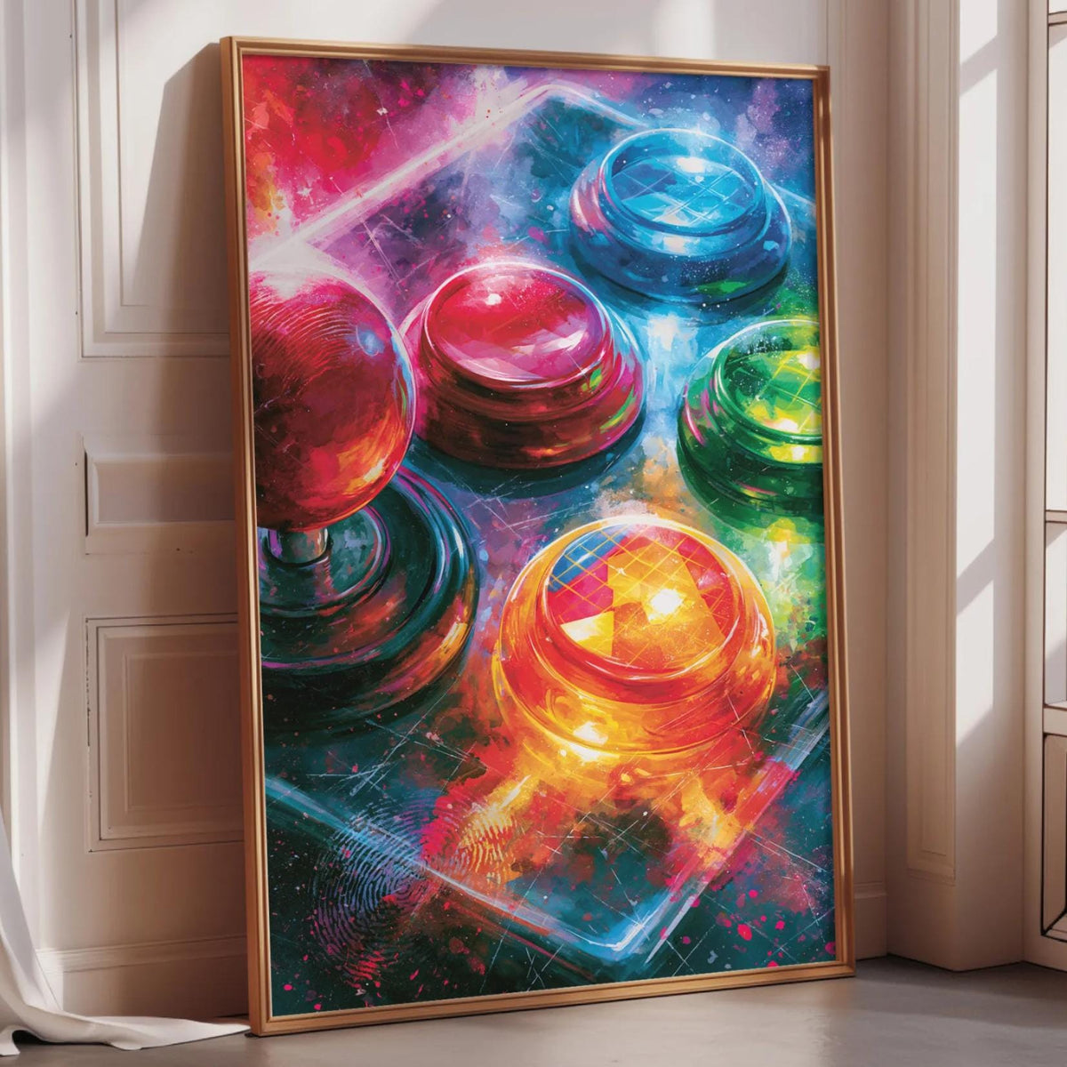 Retro Arcade Artwork, Neon Gaming Poster, Vaporwave Machine Print