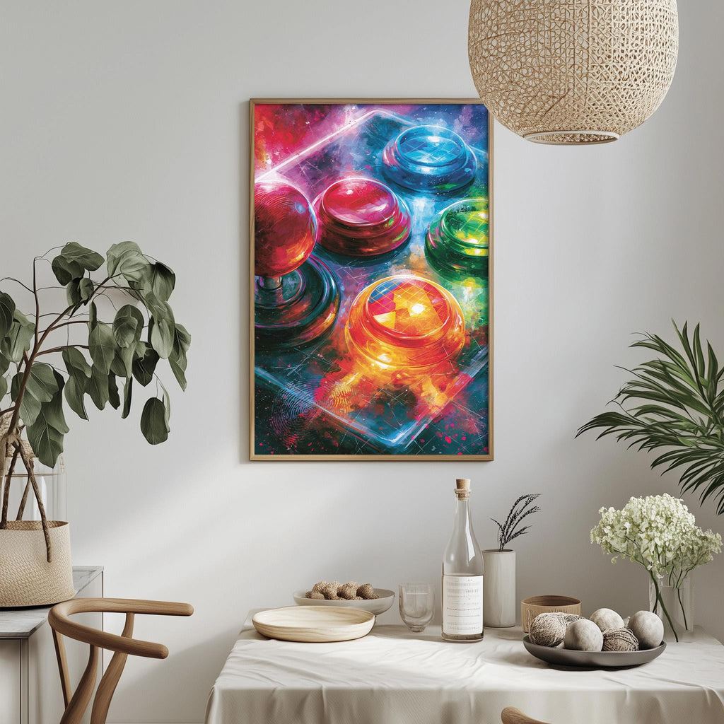 Retro Arcade Artwork, Neon Gaming Poster, Vaporwave Machine Print