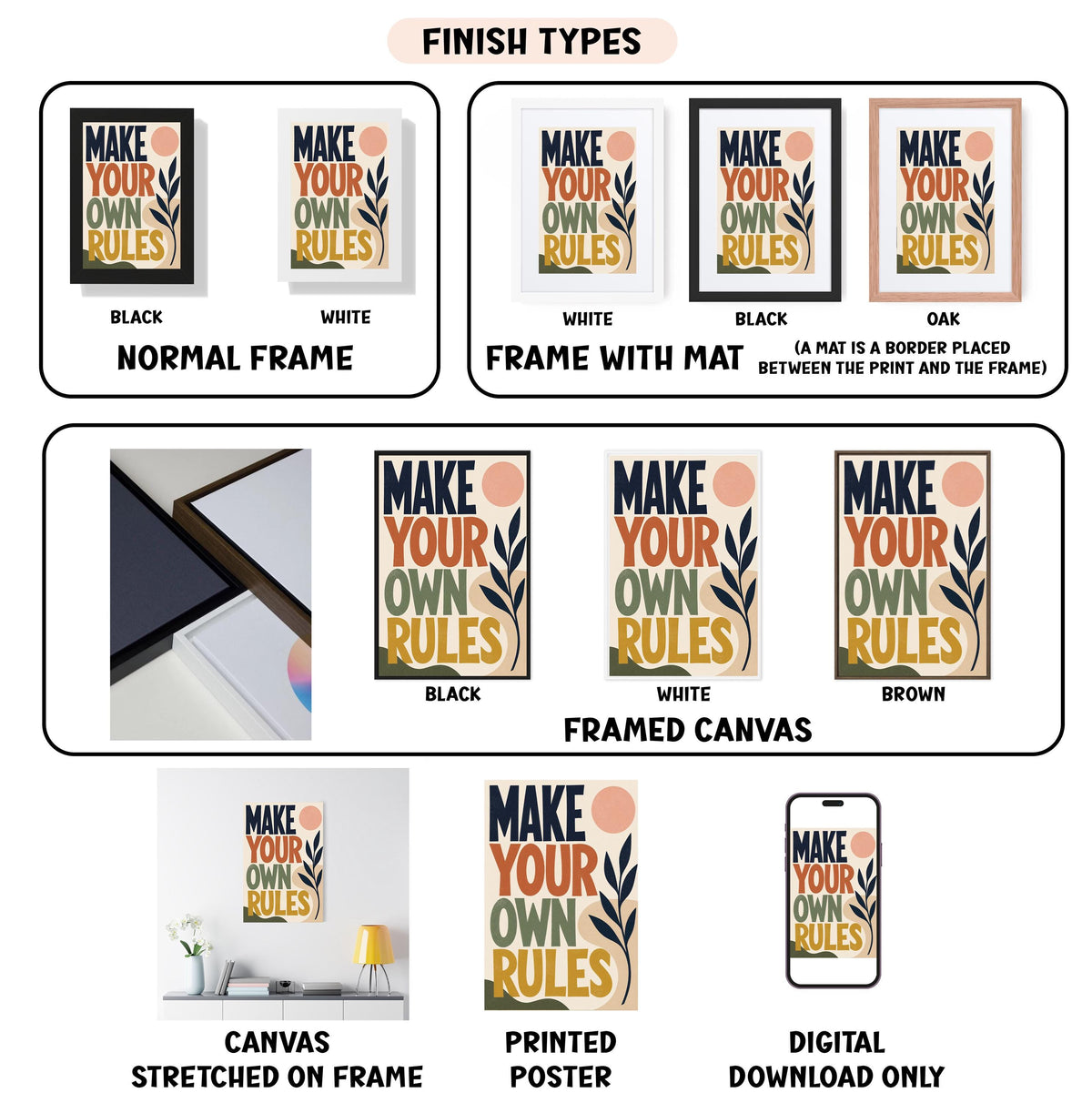 a poster with the words make your own rules
