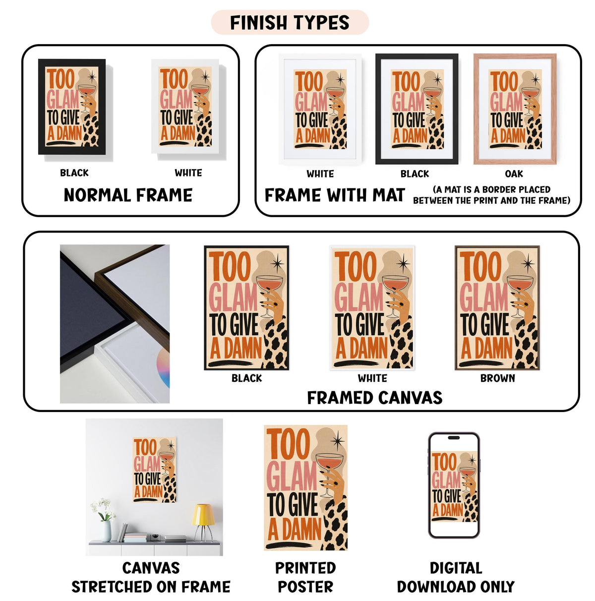 a poster with different types of posters on it