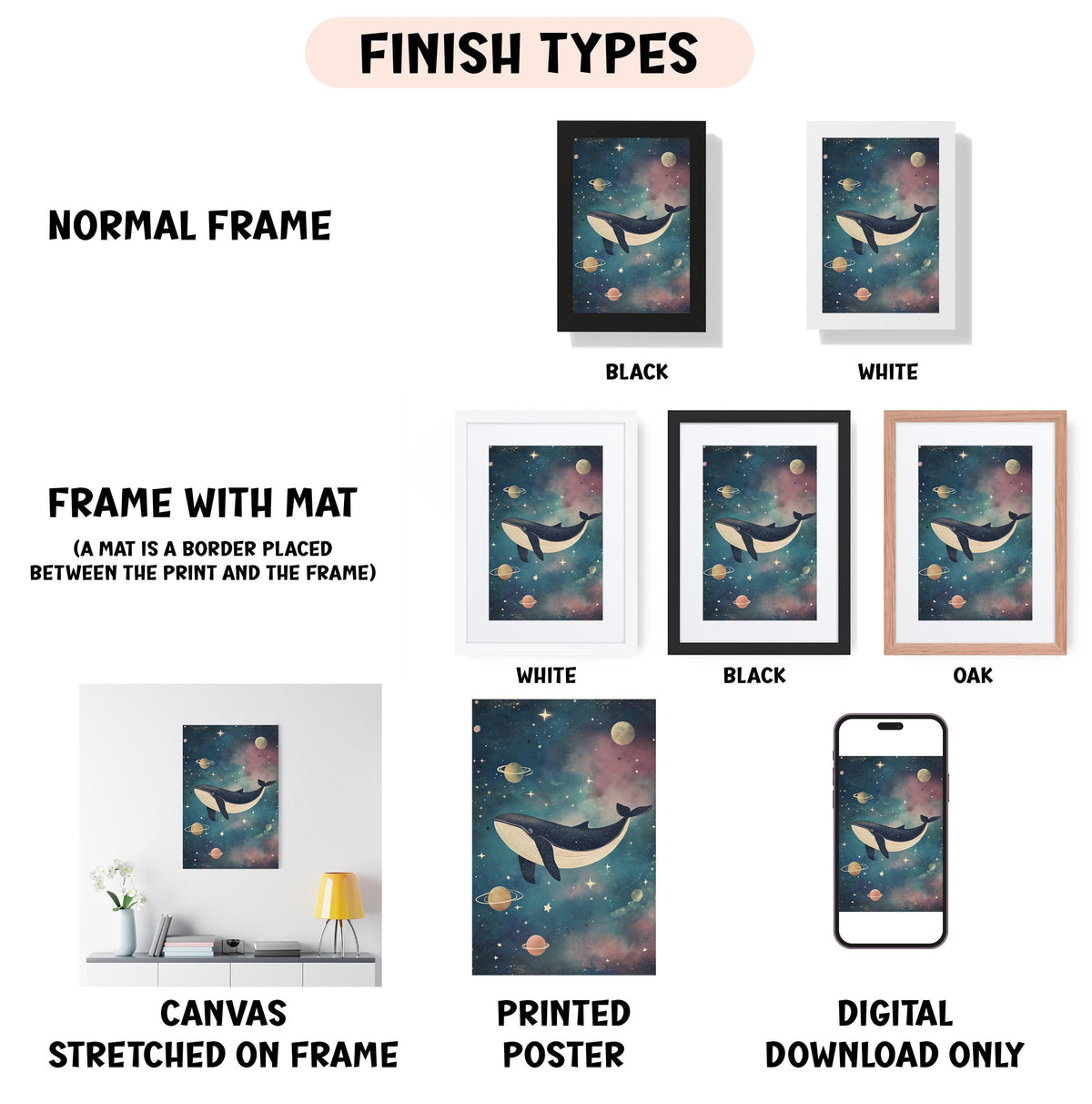 a poster with a picture of a whale in the ocean