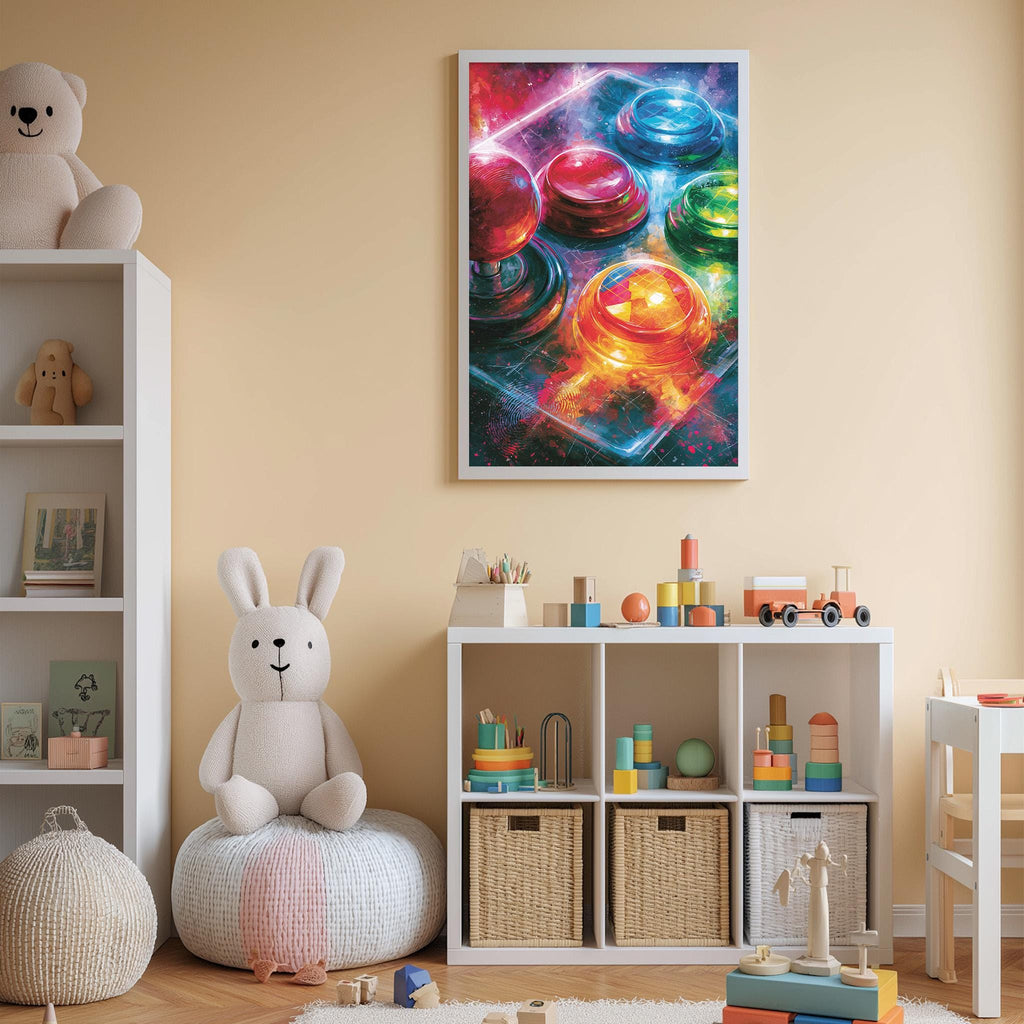 Retro Arcade Artwork, Neon Gaming Poster, Vaporwave Machine Print