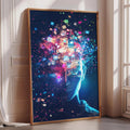 The image is a digital artwork featuring a stylized human face with a digital interface surrounding it, creating a futuristic and abstract visual effect.