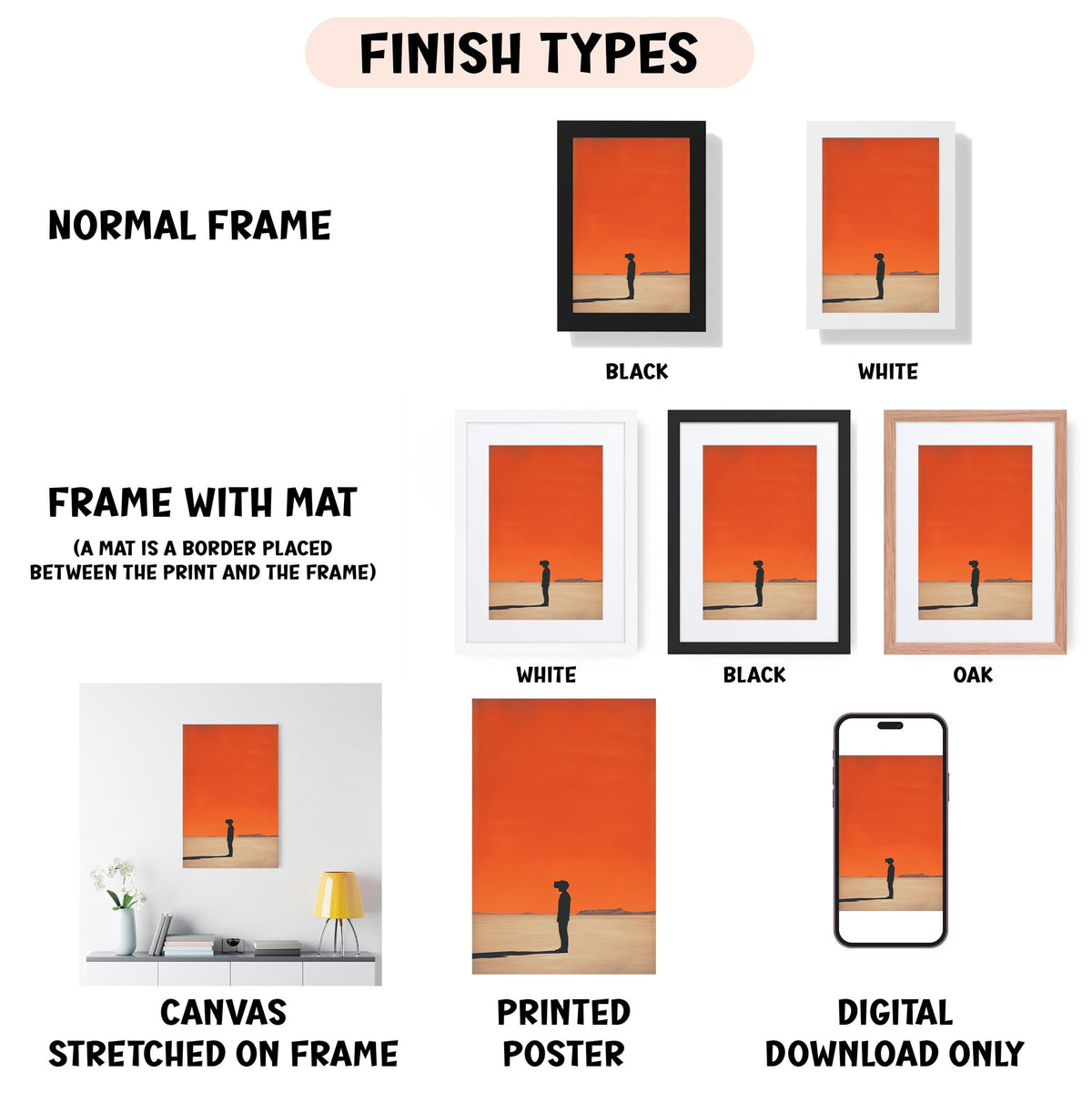a picture of a room with orange and white walls