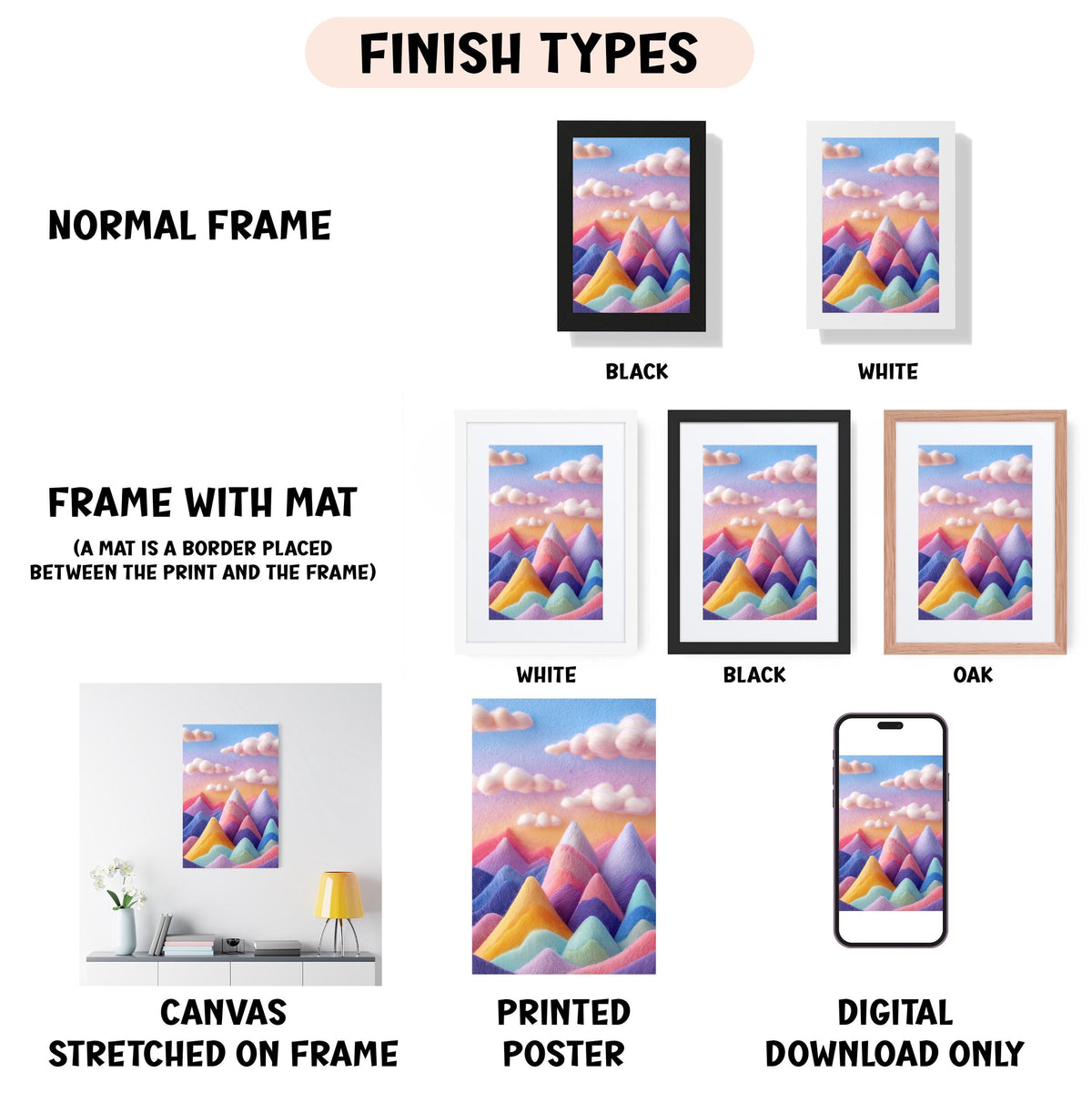 a bunch of different types of frames on a wall