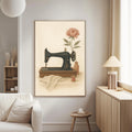 Vintage Sewing Machine Wall Art with Rose — Retro Sewing Room Print