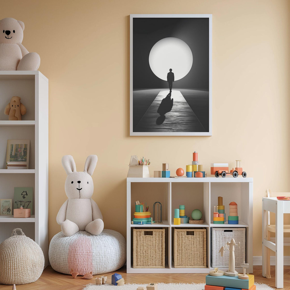 a cozy and well-organized children's room with a variety of toys and storage solutions.