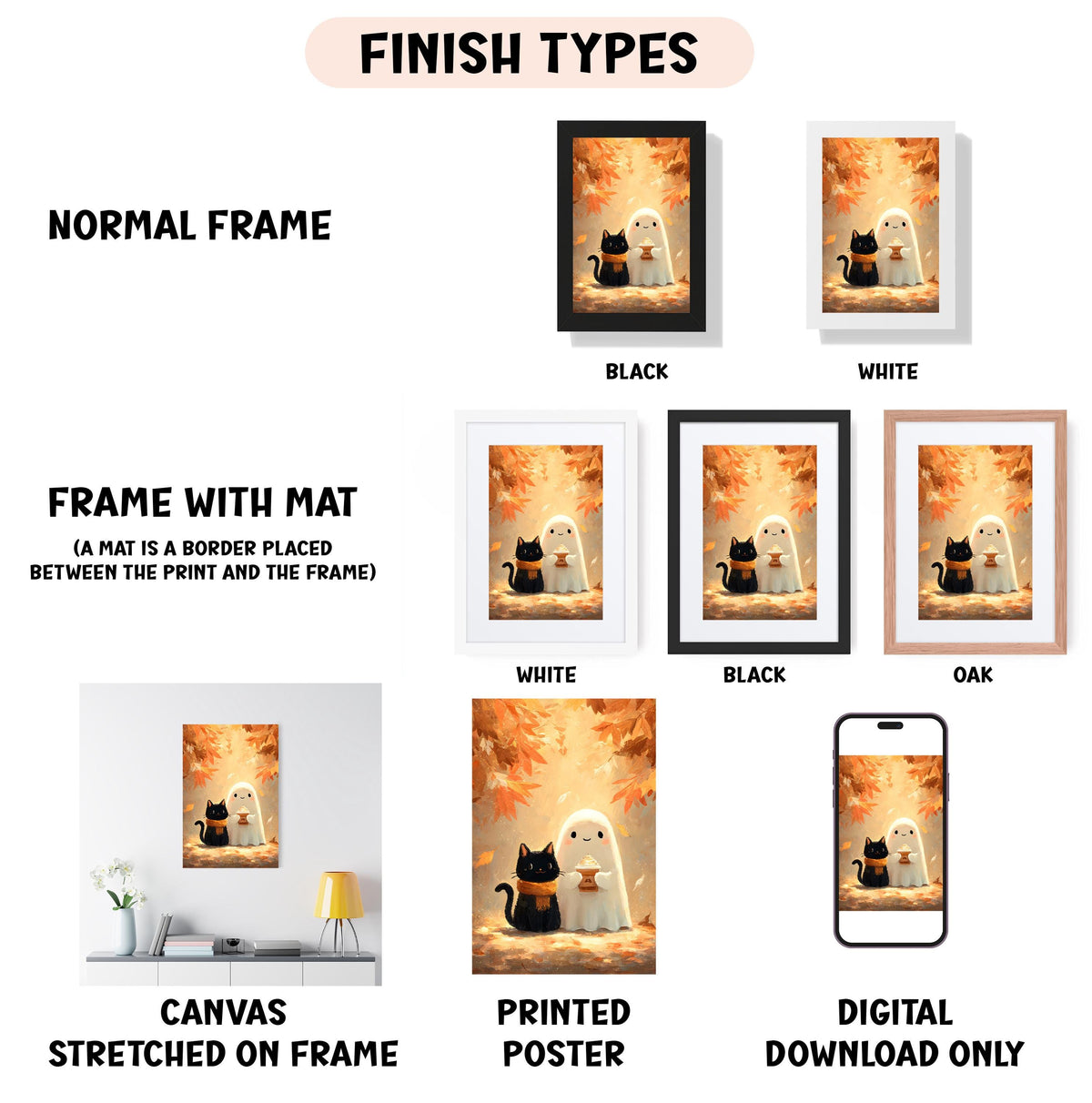 a poster with a picture of a cat and a ghost