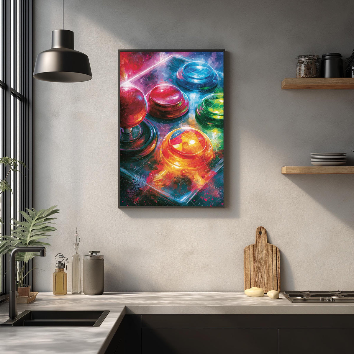 Retro Arcade Artwork, Neon Gaming Poster, Vaporwave Machine Print