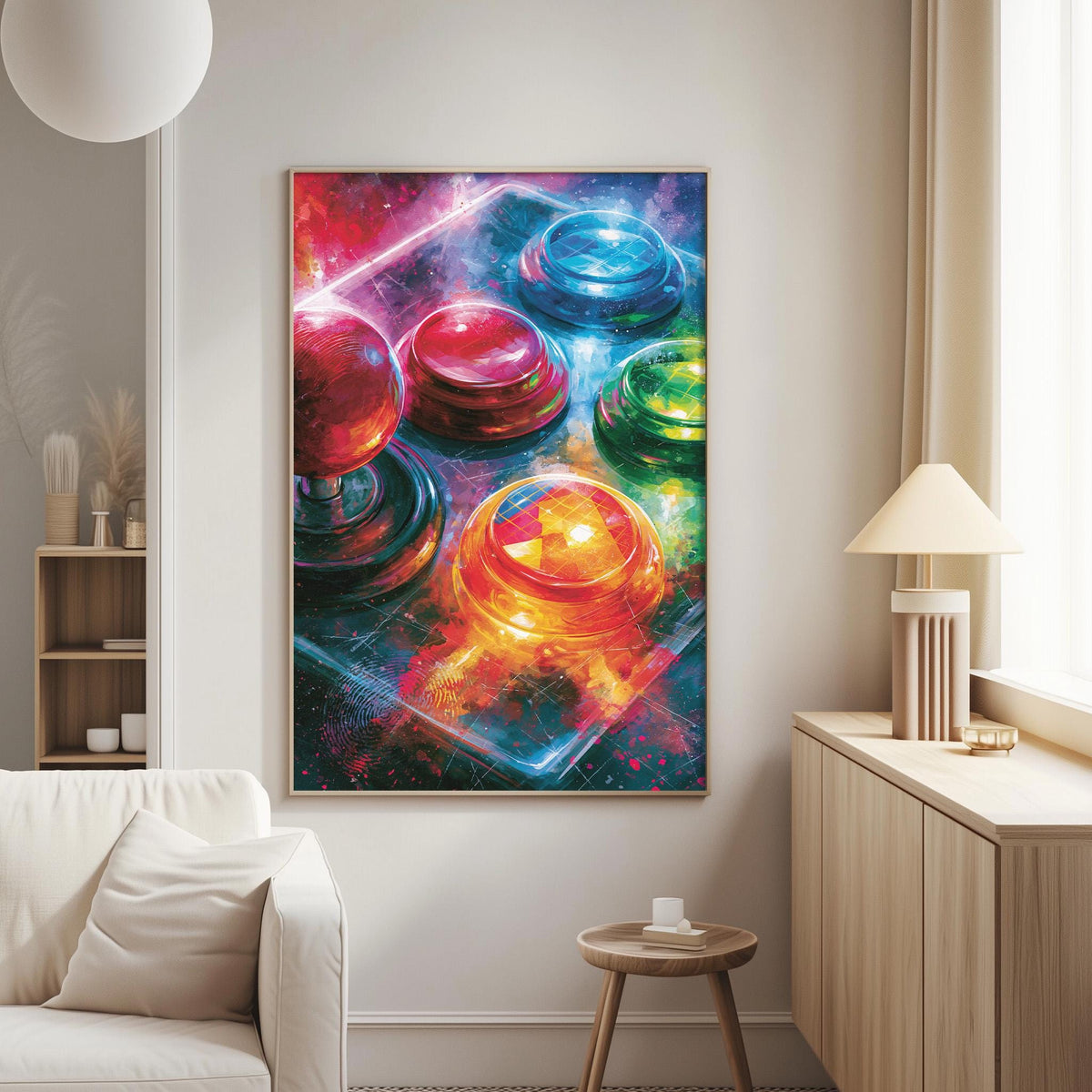 Retro Arcade Artwork, Neon Gaming Poster, Vaporwave Machine Print